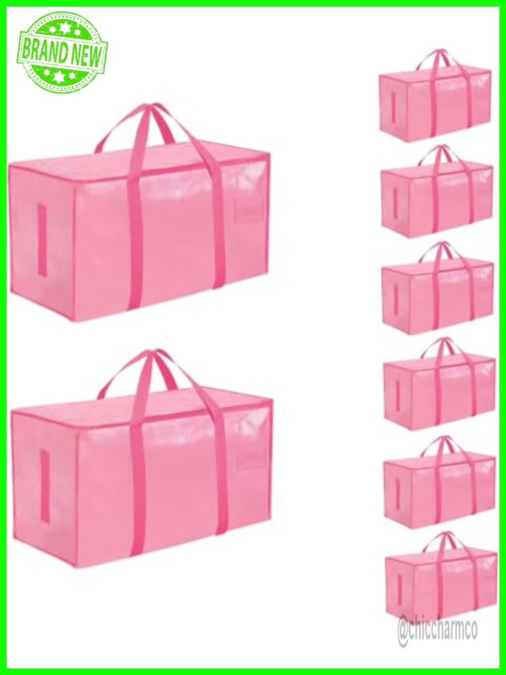 Extra Large Heavy Duty Moving Bags 8 Pack Waterproof Storage Totes with Handles
